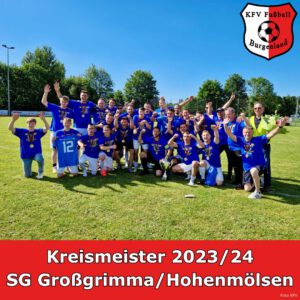 Die SG Großgrimma/Hohenmölsen ist Kreismeister 2023/24. Als federführender Verein steigt der SV Großgrimma in die Landesklasse auf.