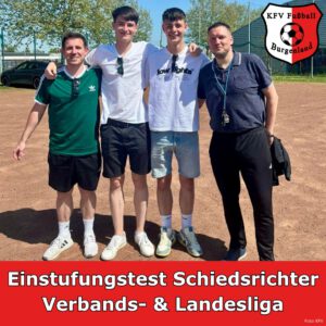 Landesliga-Schiedsrichter des KFV: Max Pfannschmidt, Robin Knobloch, Clemens Bartlau, Lutz Marschhausen (v.l.)