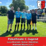 Kreislehrwart Simon Odenthal pfiff das Endspiel der C-Junioren mit seinen Linienrichtern Luca Brendel und Andreas Sturm